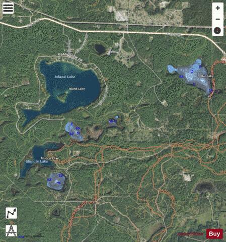 Muncie Lake #3 depth contour Map - i-Boating App - Satellite