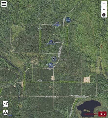 North Twin Lake depth contour Map - i-Boating App - Satellite