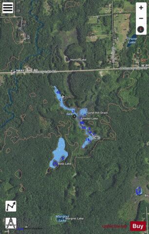 Sawdell Lake depth contour Map - i-Boating App - Satellite