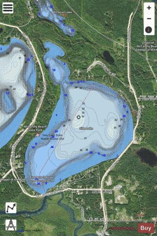 Side Lake depth contour Map - i-Boating App - Satellite