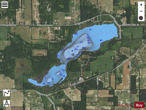 Stony Lake depth contour Map - i-Boating App - Satellite