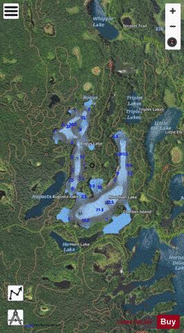 Bogus Lake + Morrison Lake depth contour Map - i-Boating App - Satellite