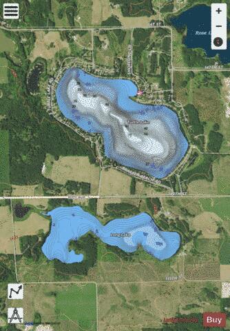 Long Lake + Turtle Lake depth contour Map - i-Boating App - Satellite