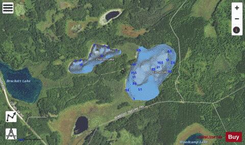 Camp Lake + Charles Lake depth contour Map - i-Boating App - Satellite