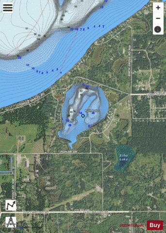 Ruth Lake depth contour Map - i-Boating App - Satellite