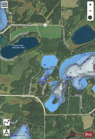 Sand Lake Number Two depth contour Map - i-Boating App - Satellite