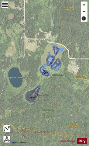 Big Hanson Lake + Hanson Lakes + depth contour Map - i-Boating App - Satellite