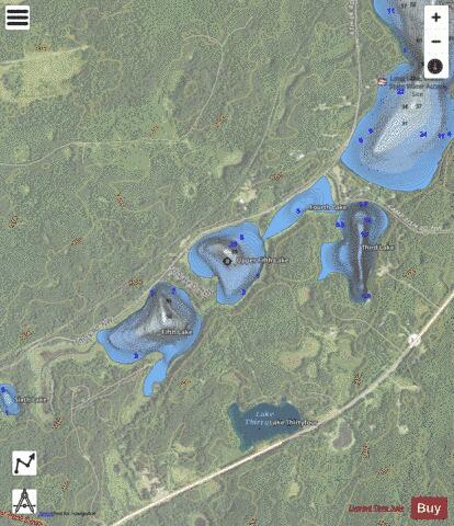 Upper Fifth Lake depth contour Map - i-Boating App - Satellite
