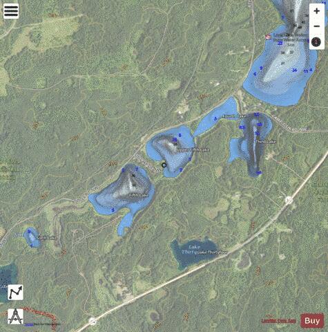 Fifth Lake + Fourth Lake + Upper Fifth Lake depth contour Map - i-Boating App - Satellite