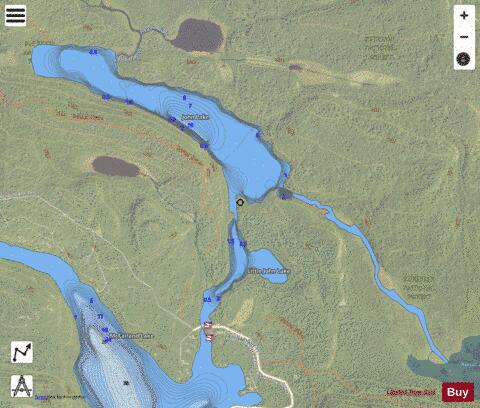 John Lake + Little John Lake + depth contour Map - i-Boating App - Satellite