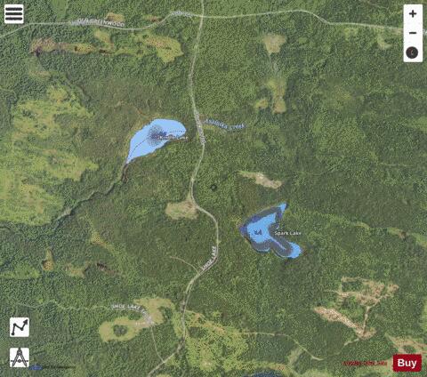 Kindle Lake + Spark Lake depth contour Map - i-Boating App - Satellite