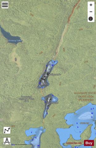 Mulligan Lake depth contour Map - i-Boating App - Satellite