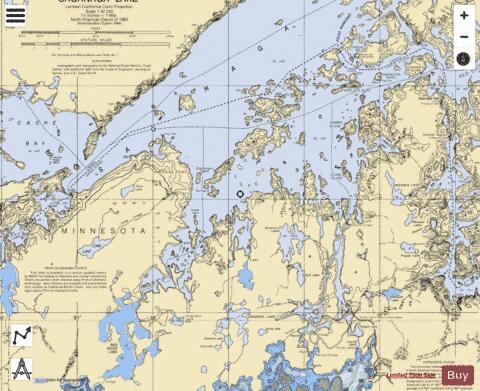 Saganaga Lake depth contour Map - i-Boating App - Satellite
