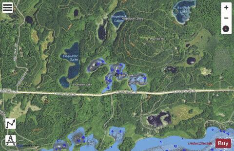 Bassett Lakes + depth contour Map - i-Boating App - Satellite