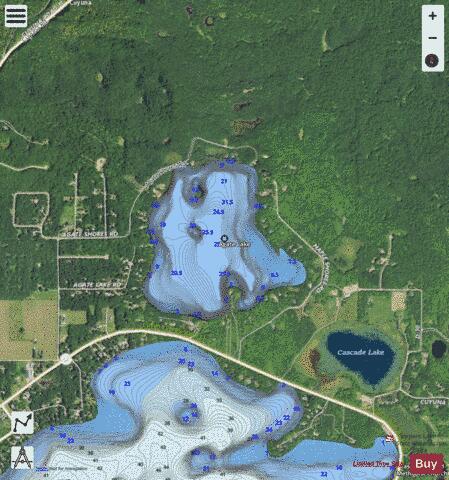 Agate Lake depth contour Map - i-Boating App - Satellite