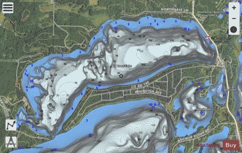 Big Trout Lake + Island Lake + Loon Lake depth contour Map - i-Boating App - Satellite