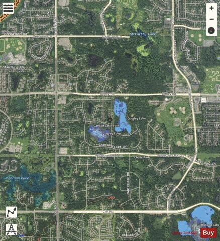 Carlson Lake + depth contour Map - i-Boating App - Satellite