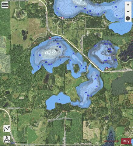 Crooked Lake + depth contour Map - i-Boating App - Satellite