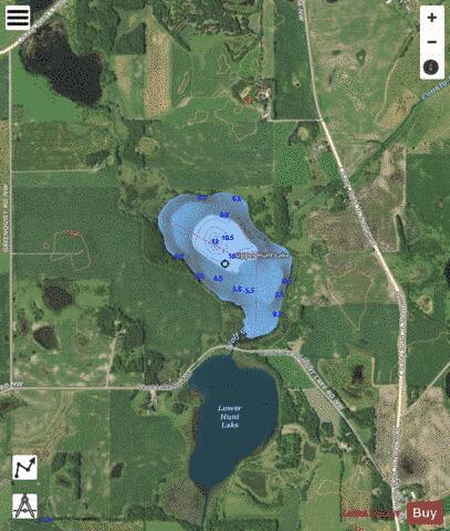 Upper Hunt Lake depth contour Map - i-Boating App - Satellite