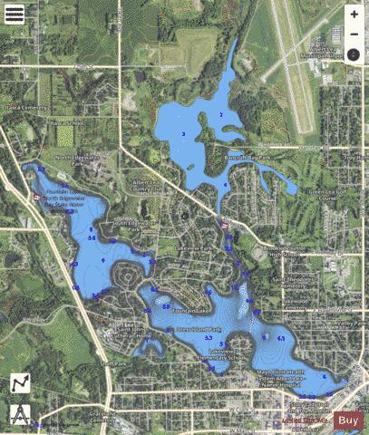 Fountain Lake + depth contour Map - i-Boating App - Satellite