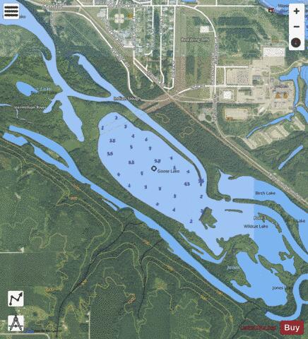 Goose Lake depth contour Map - i-Boating App - Satellite