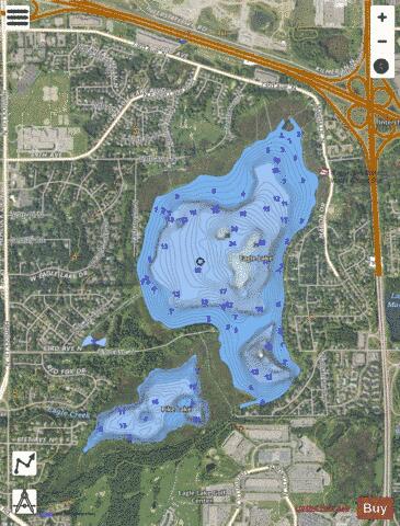 Eagle Lake + depth contour Map - i-Boating App - Satellite