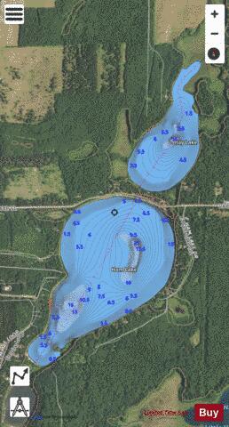 Ham & Hay Lakes depth contour Map - i-Boating App - Satellite