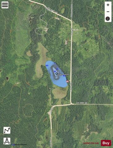 Lake Twenty depth contour Map - i-Boating App - Satellite