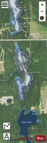 Lower Hanson Lake depth contour Map - i-Boating App - Satellite