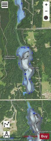 Hanson Lake depth contour Map - i-Boating App - Satellite