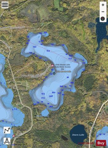 Little Moose Lake depth contour Map - i-Boating App - Satellite