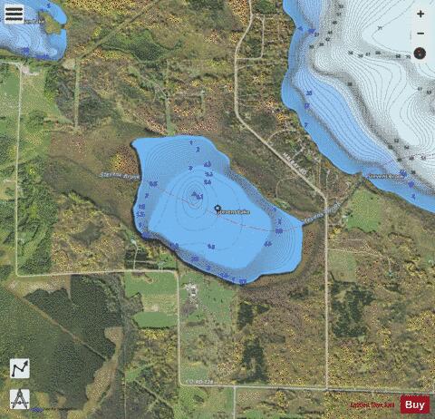 Stevens Lake depth contour Map - i-Boating App - Satellite