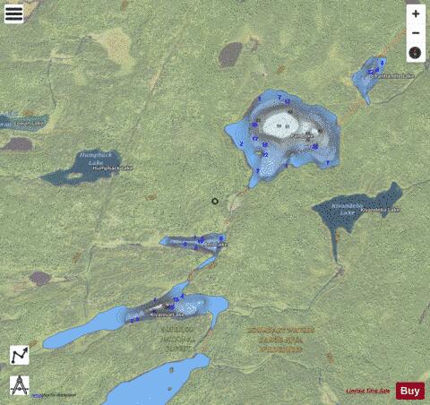Kivaniva Lake + Pan Lake + Anit Lake + Panhandle Lake depth contour Map - i-Boating App - Satellite