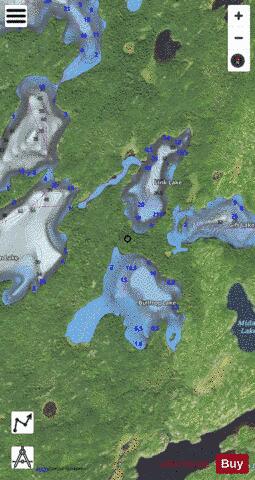 Bullfrog Lake + Link Lake depth contour Map - i-Boating App - Satellite
