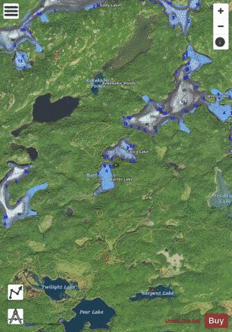 Barter Lake + Calico Lake depth contour Map - i-Boating App - Satellite