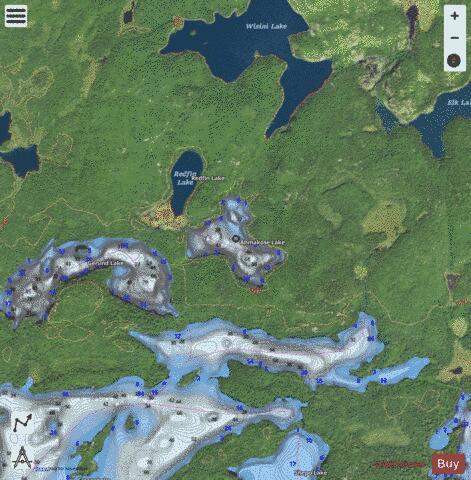 Ahmakose Lake depth contour Map - i-Boating App - Satellite