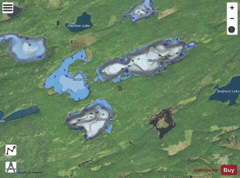Explorer Lake + Missionary Lake + Trader Lake depth contour Map - i-Boating App - Satellite