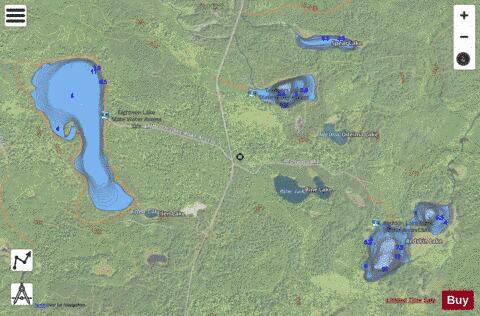 Spear Lake + Redskin Lake + Eighteen Lake depth contour Map - i-Boating App - Satellite