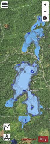Kitigan Lake + Mitawan Lake depth contour Map - i-Boating App - Satellite