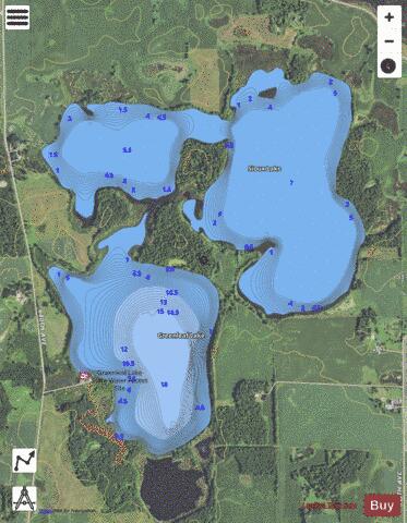 Sioux + Greenleaf Lake depth contour Map - i-Boating App - Satellite