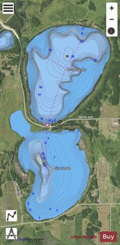 Murphy + Silver Lakes depth contour Map - i-Boating App - Satellite