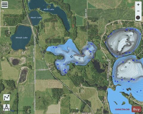 Grunard Lake depth contour Map - i-Boating App - Satellite
