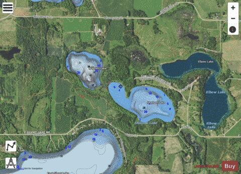 Shallow Lake + Wagner Lake depth contour Map - i-Boating App - Satellite