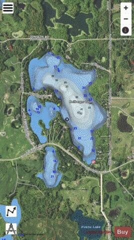 Heilberger Lake depth contour Map - i-Boating App - Satellite
