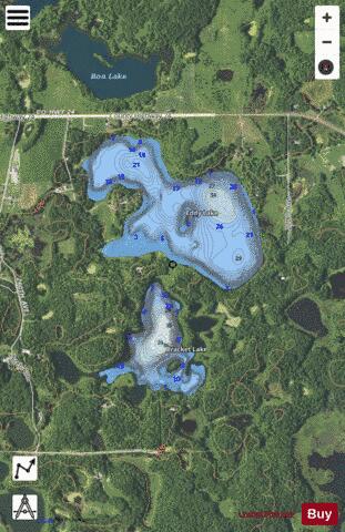 Bracket Lake + Eddy Lake depth contour Map - i-Boating App - Satellite