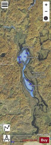 Kenney Lake + McGowan Lake depth contour Map - i-Boating App - Satellite
