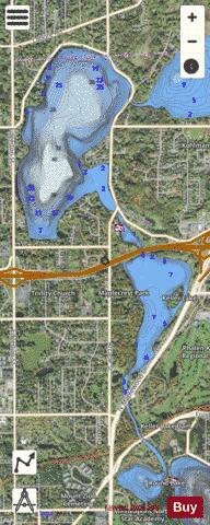 Gervais Lake + Keller Lake + depth contour Map - i-Boating App - Satellite