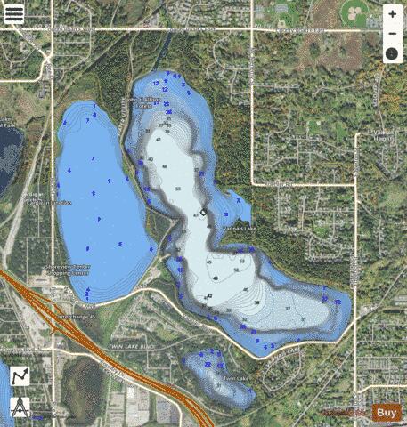 Vadnais Lake + depth contour Map - i-Boating App - Satellite