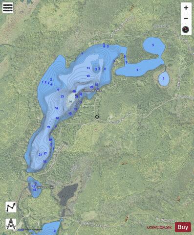 Linwood Lake + Wiggle Lake + depth contour Map - i-Boating App - Satellite