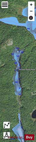 Section Three Pond depth contour Map - i-Boating App - Satellite